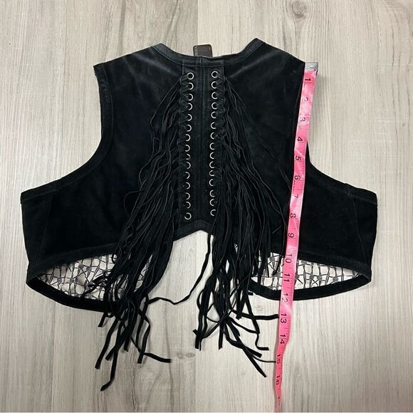 Thomas Wylde suede vest with metal skull accents, fringe authentic sz L vintage - Picture 14 of 16